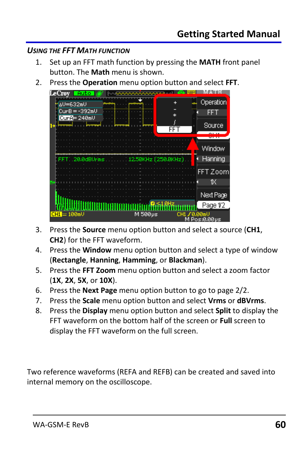 Creating reference waveforms, Getting started manual | Teledyne LeCroy WaveAce User Manual | Page 60 / 106