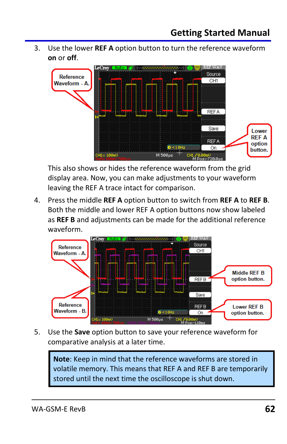 Getting started manual | Teledyne LeCroy WaveAce User Manual | Page 62 / 106