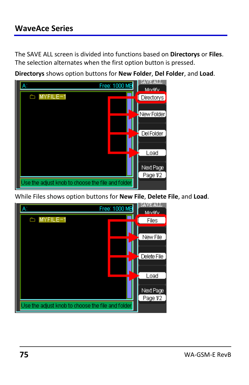 Using the save all screen, Waveace series | Teledyne LeCroy WaveAce User Manual | Page 75 / 106