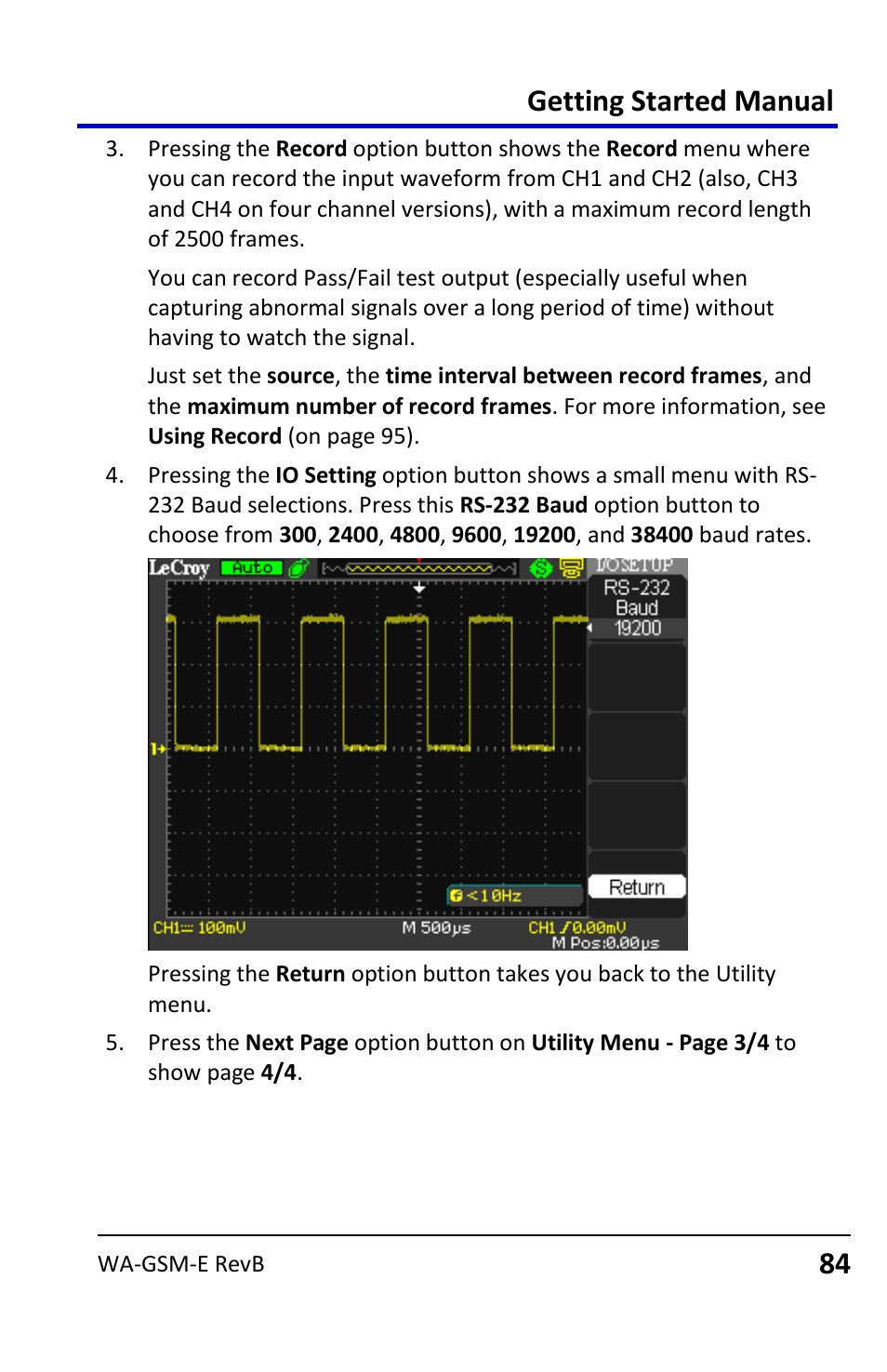 Getting started manual | Teledyne LeCroy WaveAce User Manual | Page 84 / 106