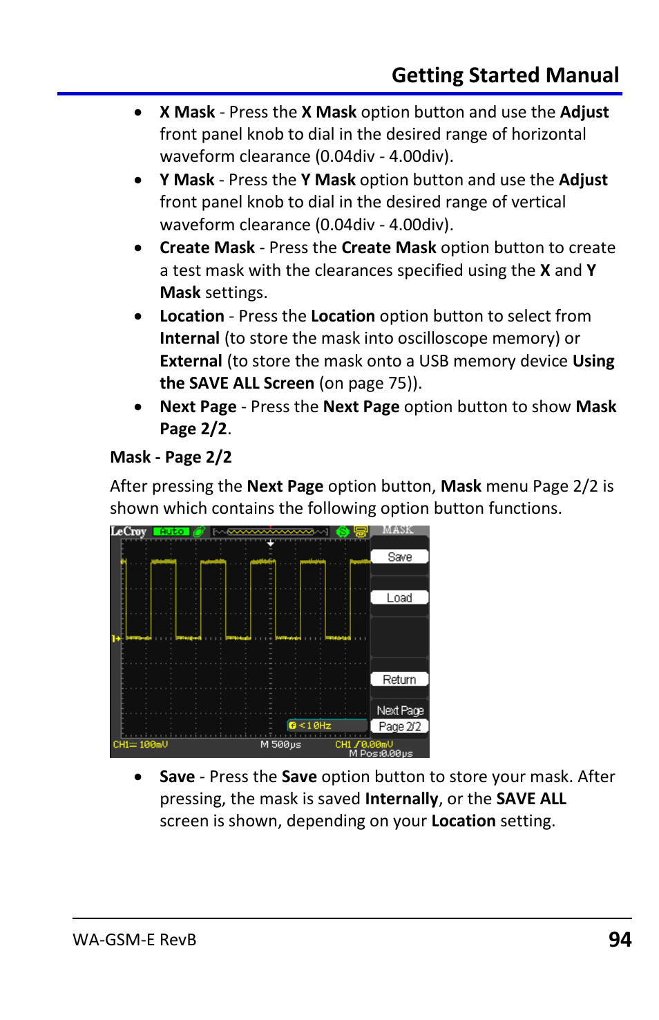 Getting started manual | Teledyne LeCroy WaveAce User Manual | Page 94 / 106