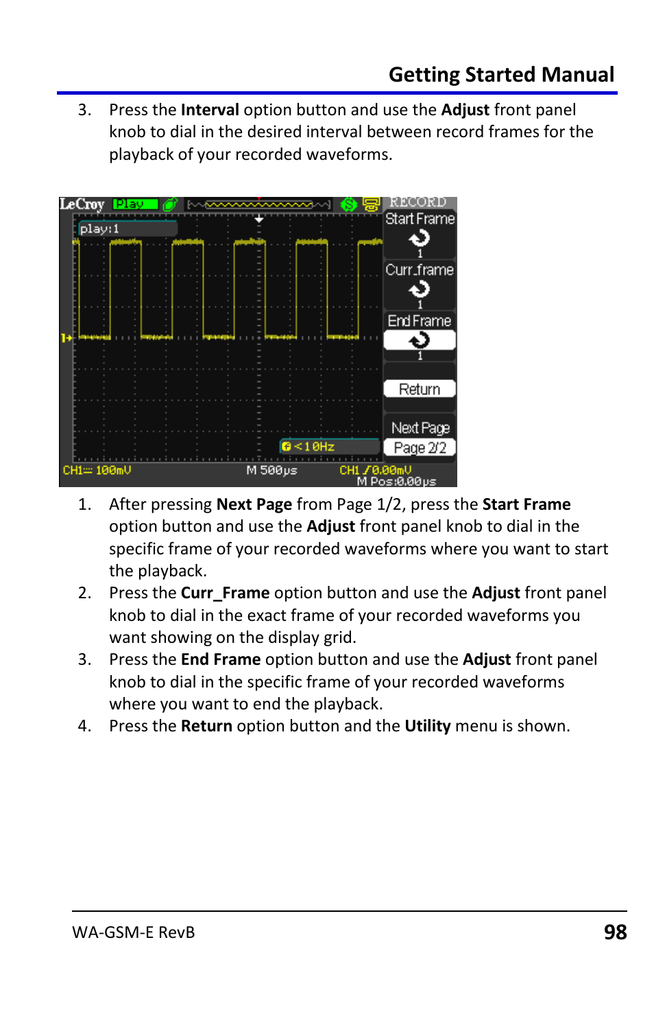 Getting started manual | Teledyne LeCroy WaveAce User Manual | Page 98 / 106