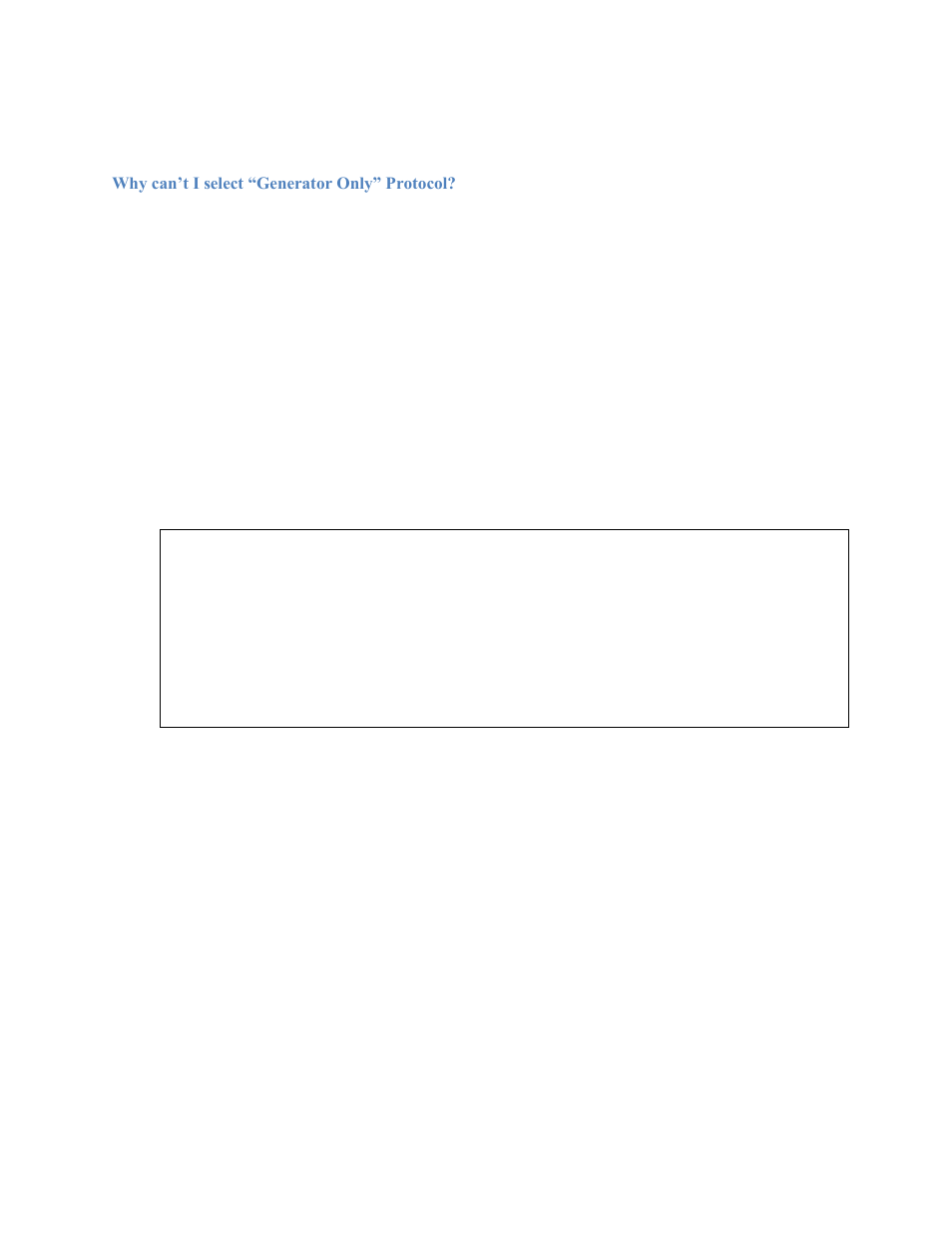 Why can’t i select “generator only” protocol | Teledyne LeCroy PeRT3 Software Interface User Manual | Page 12 / 15