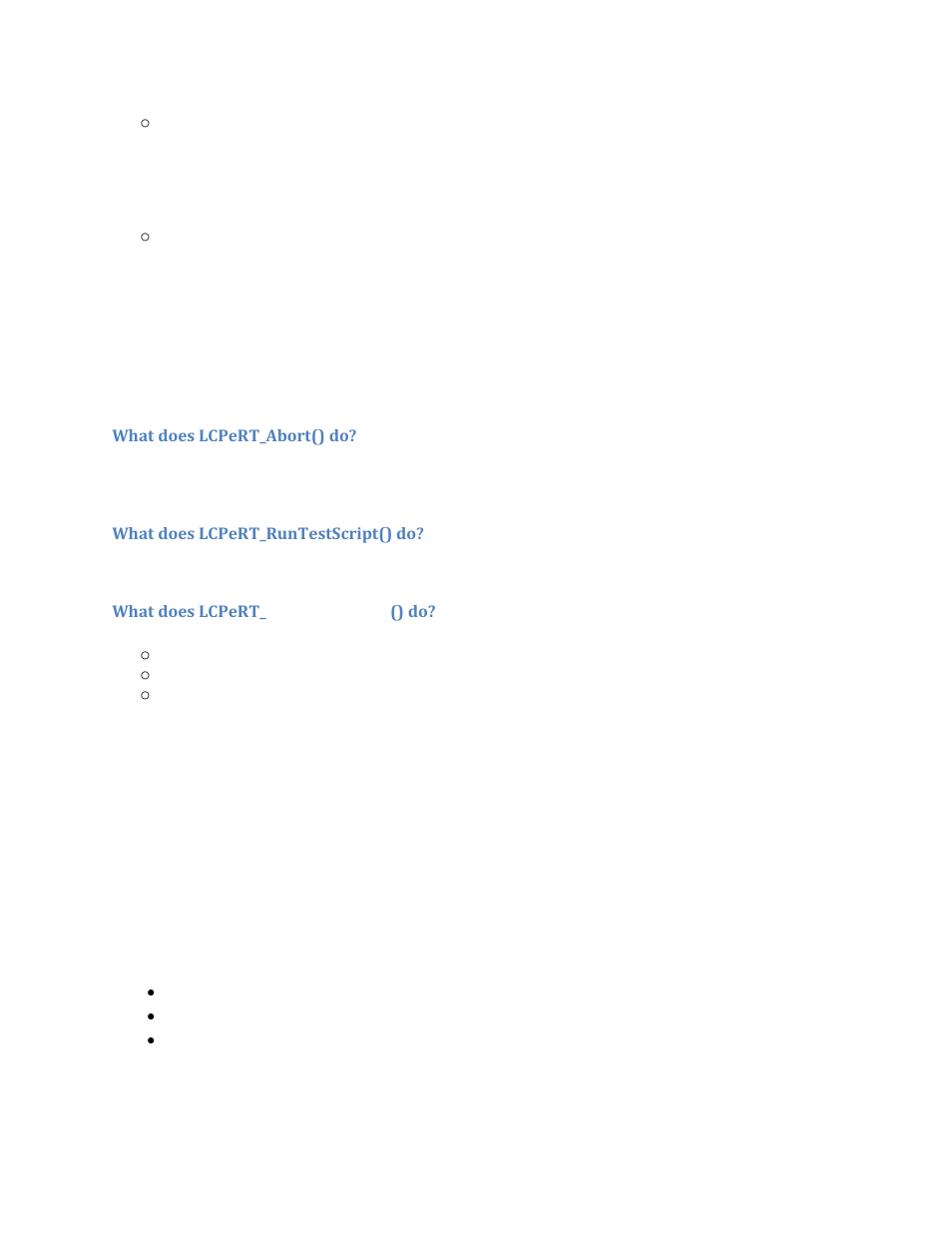 What does lcpert_abort() do, What does lcpert_runtestscript() do, What does lcpert_ configurepert () do | What is repcapidentifier | Teledyne LeCroy PeRT3 Software Interface User Manual | Page 9 / 15