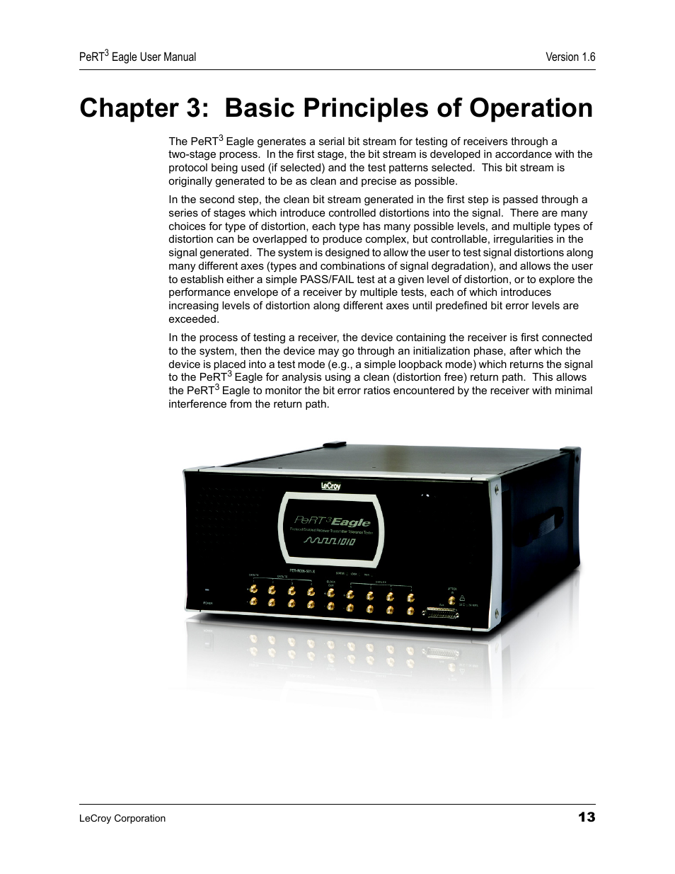 Chapter 3: basic principles of operation, Chapter 3, Basic principles of operation | Teledyne LeCroy PeRT3 Eagle Systems User Manual | Page 17 / 84