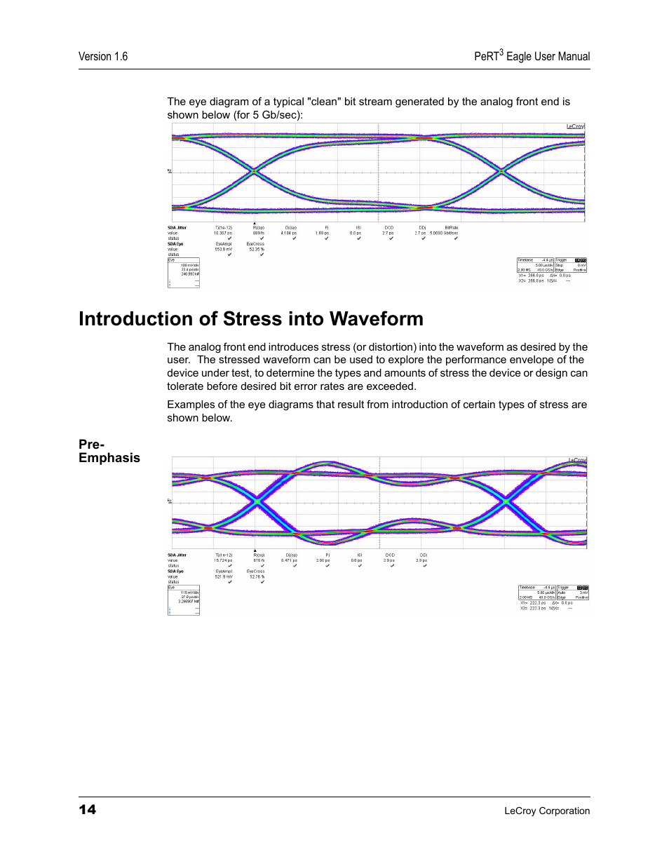 Introduction of stress into waveform, Pre- emphasis, Amplitude modulation | Teledyne LeCroy PeRT3 Eagle Systems User Manual | Page 18 / 84