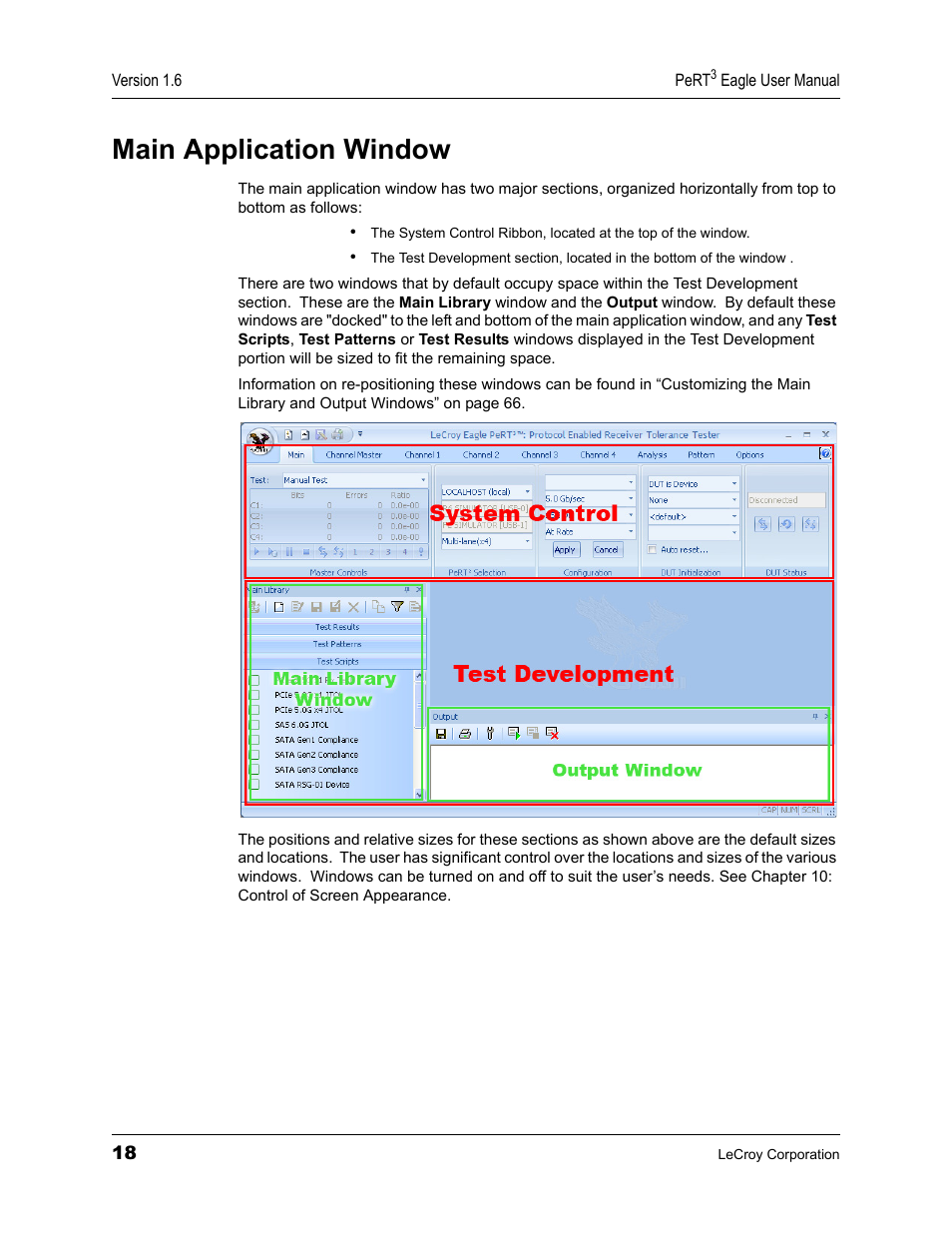 Main application window | Teledyne LeCroy PeRT3 Eagle Systems User Manual | Page 22 / 84