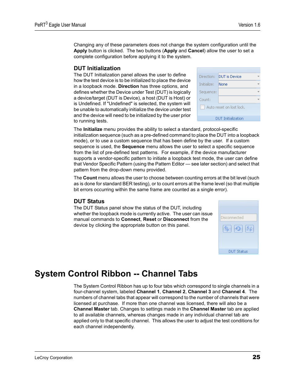 System control ribbon -- channel tabs | Teledyne LeCroy PeRT3 Eagle Systems User Manual | Page 29 / 84