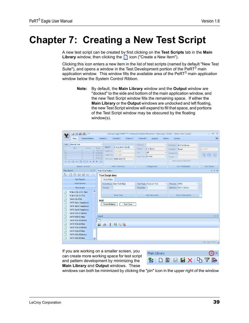 Chapter 7: creating a new test script, Chapter 7, Creating a new test script | Teledyne LeCroy PeRT3 Eagle Systems User Manual | Page 43 / 84