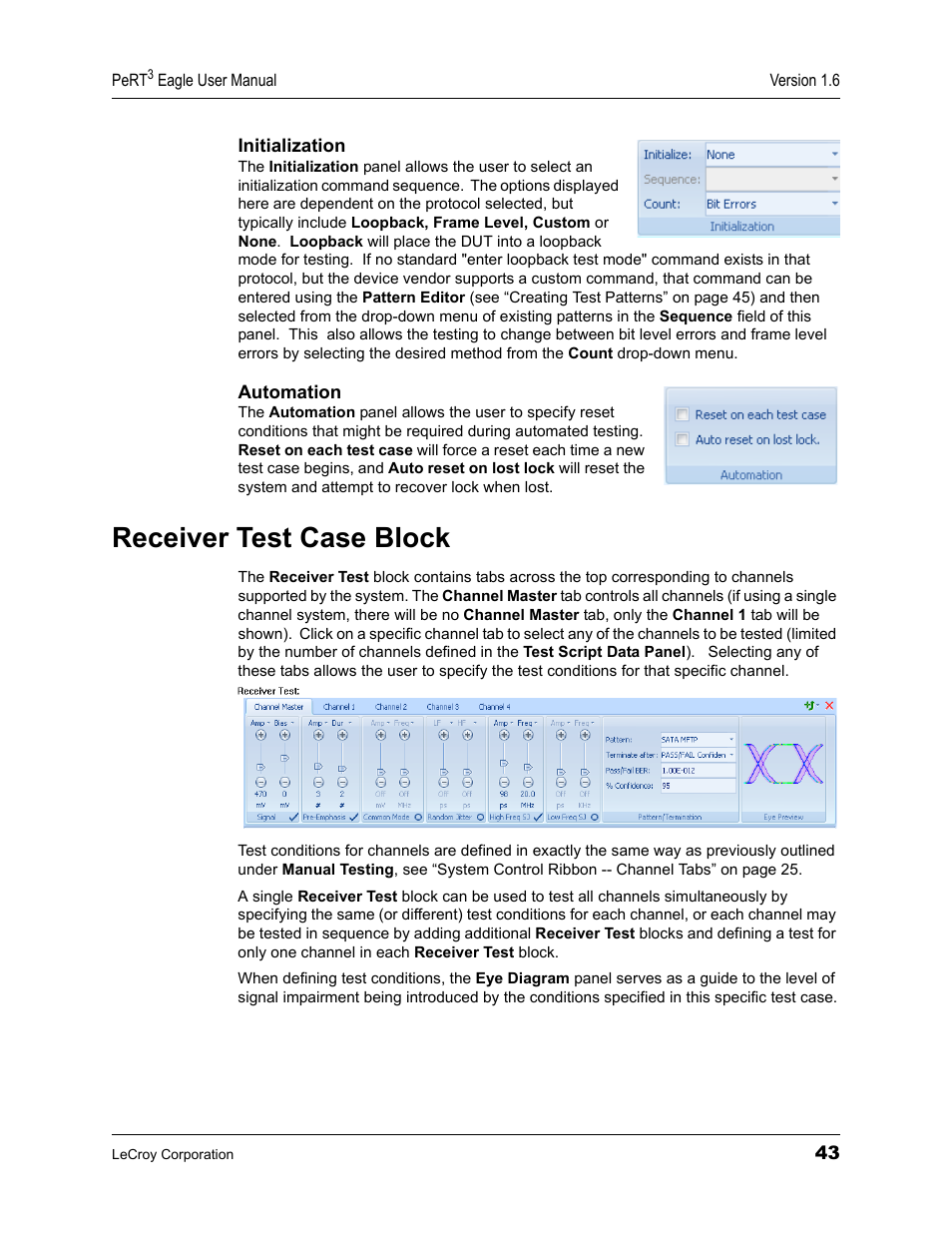 Receiver test case block | Teledyne LeCroy PeRT3 Eagle Systems User Manual | Page 47 / 84