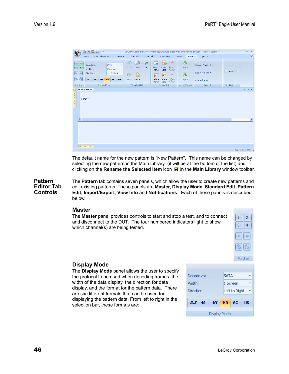 Pattern editor tab controls | Teledyne LeCroy PeRT3 Eagle Systems User Manual | Page 50 / 84