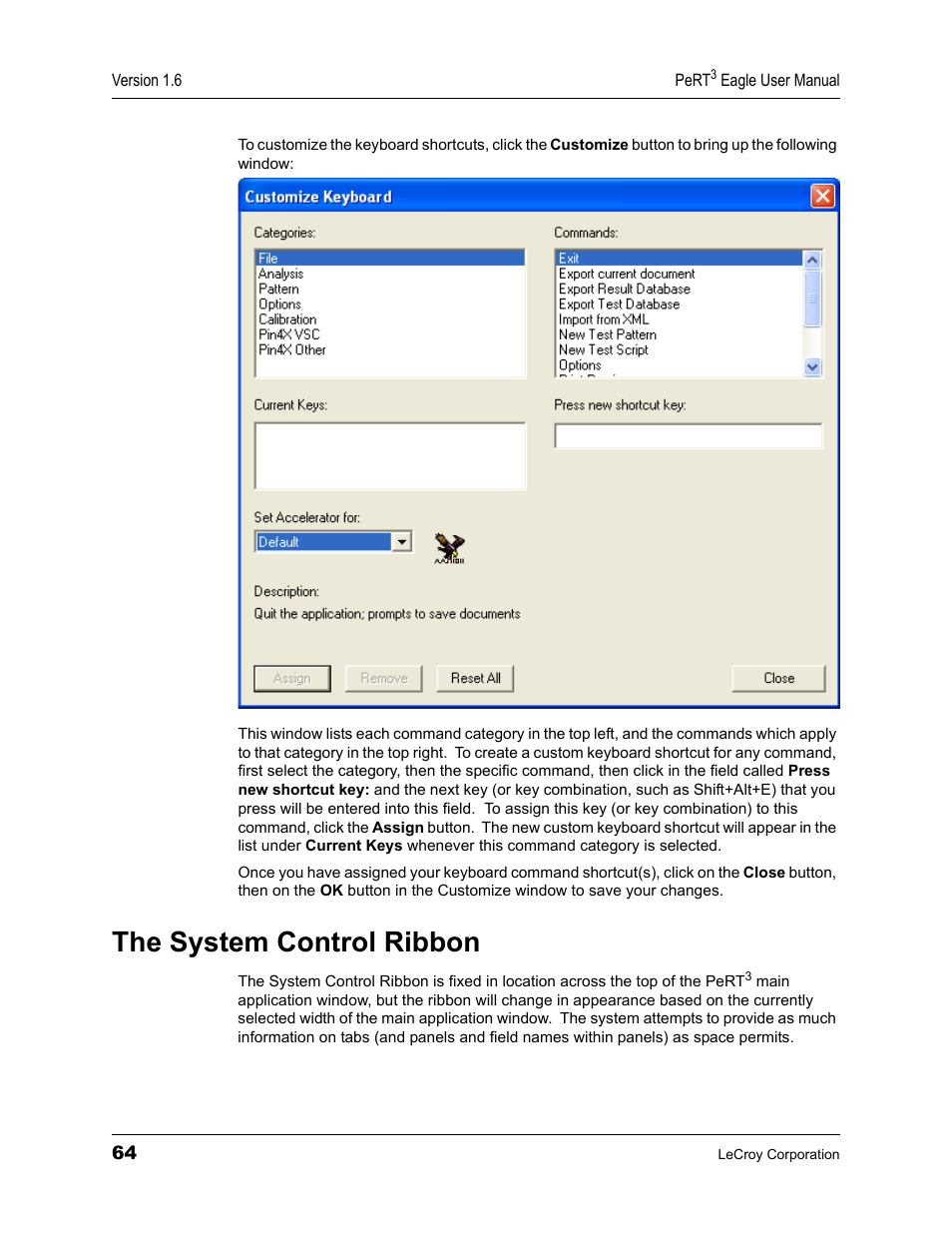 The system control ribbon | Teledyne LeCroy PeRT3 Eagle Systems User Manual | Page 68 / 84
