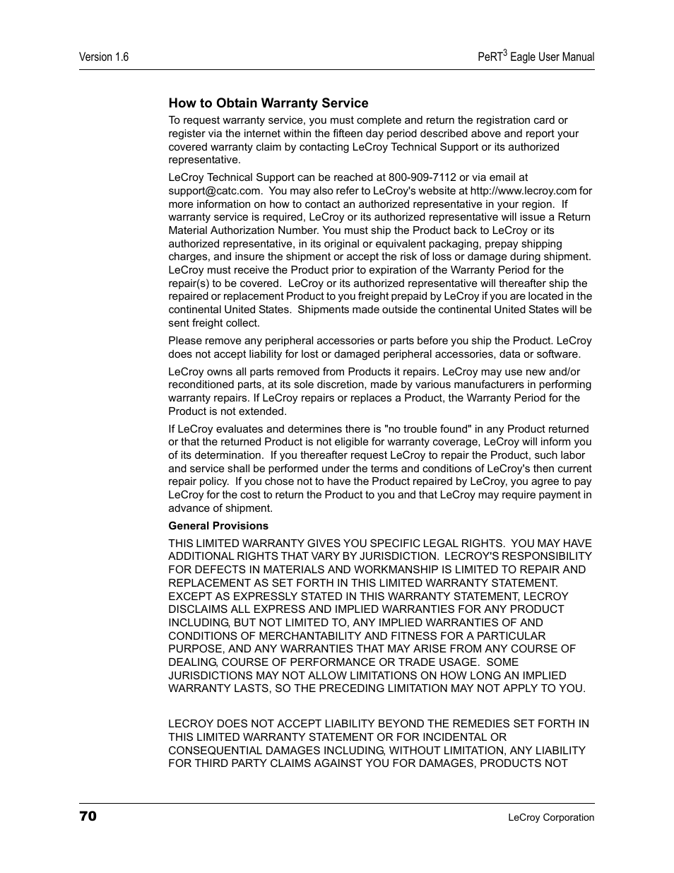Teledyne LeCroy PeRT3 Eagle Systems User Manual | Page 74 / 84