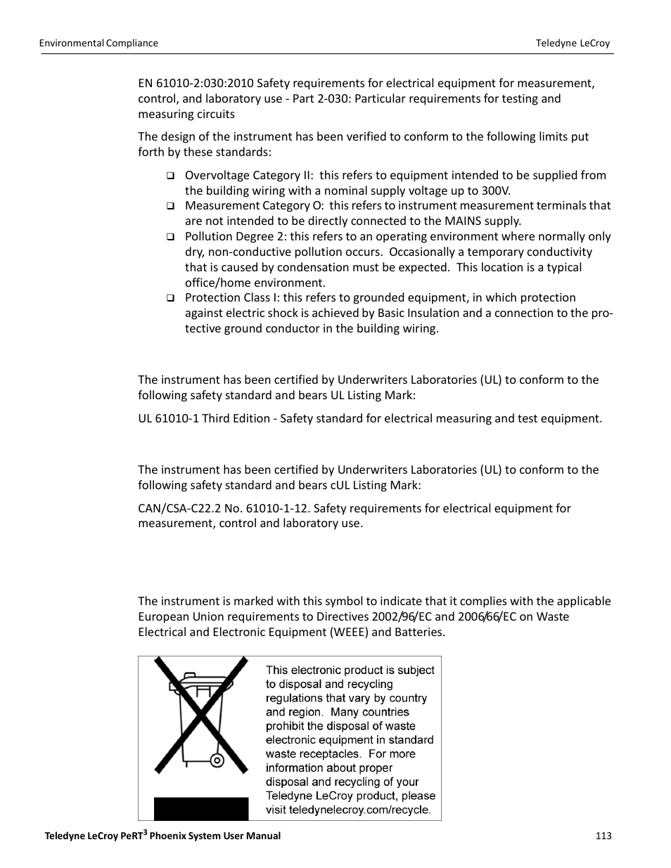 Environmental compliance | Teledyne LeCroy PeRT3 Phoenix System User Manual | Page 115 / 122