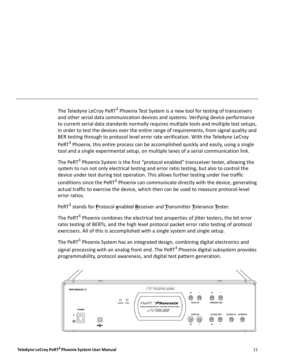 Chapter 2, Overview | Teledyne LeCroy PeRT3 Phoenix System User Manual | Page 13 / 122