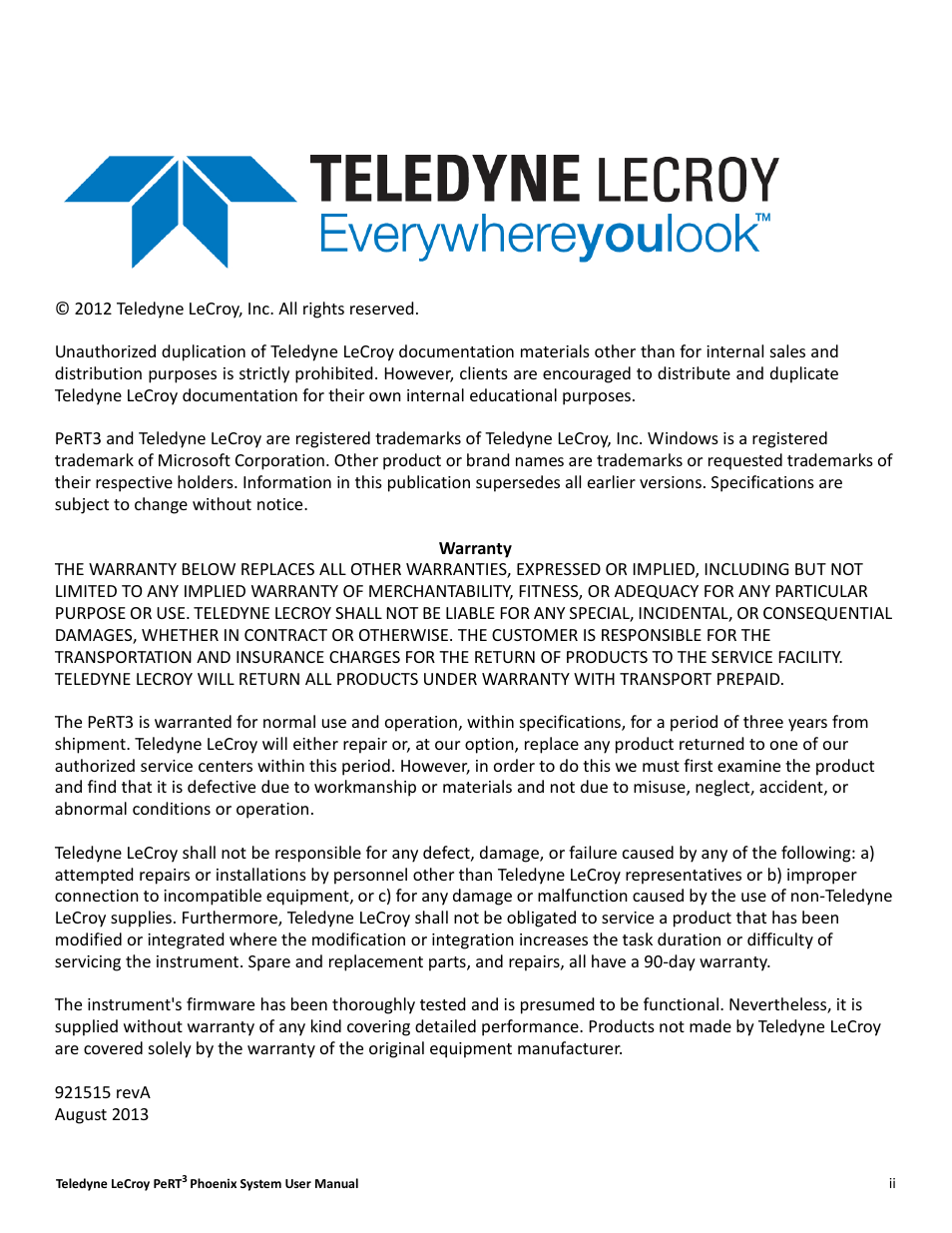 Teledyne LeCroy PeRT3 Phoenix System User Manual | Page 2 / 122