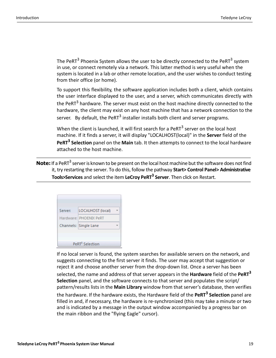 Connecting to the pert, Phoenix | Teledyne LeCroy PeRT3 Phoenix System User Manual | Page 21 / 122