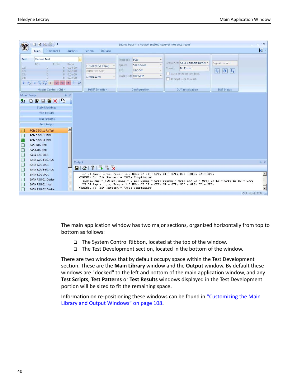 Main application window | Teledyne LeCroy PeRT3 Phoenix System User Manual | Page 42 / 122