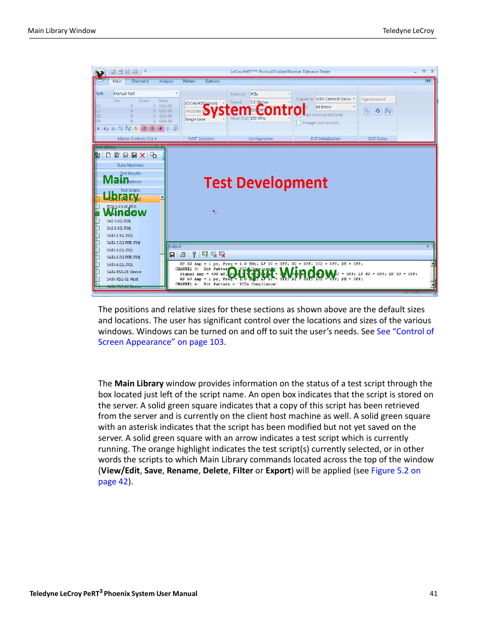 Main library window | Teledyne LeCroy PeRT3 Phoenix System User Manual | Page 43 / 122