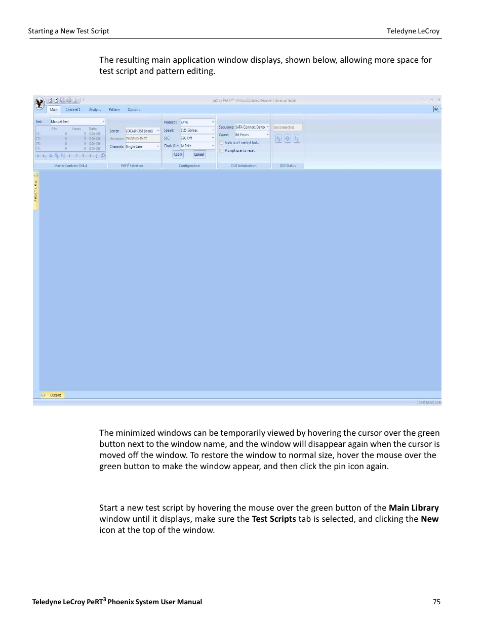 Starting a new test script | Teledyne LeCroy PeRT3 Phoenix System User Manual | Page 77 / 122