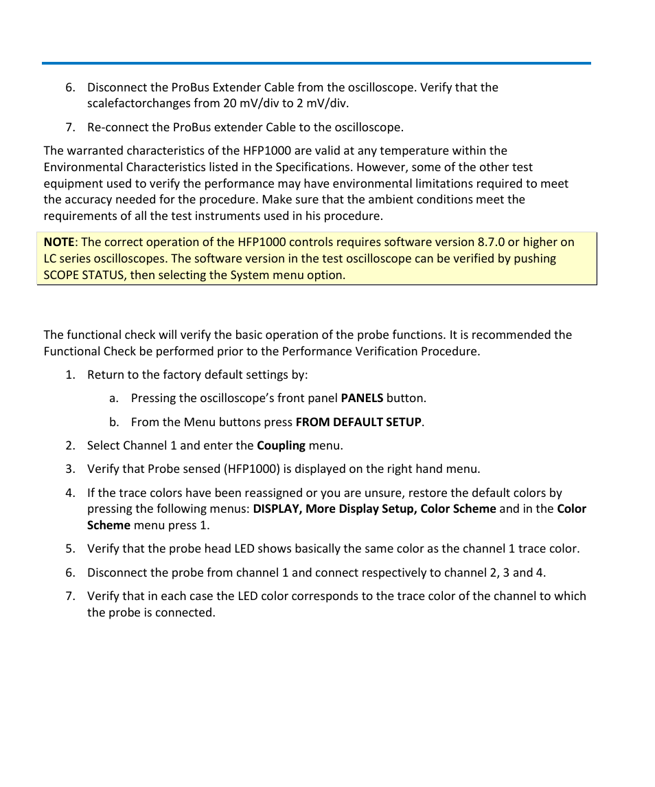 Functional check | Teledyne LeCroy HFP1000 User Manual | Page 30 / 46