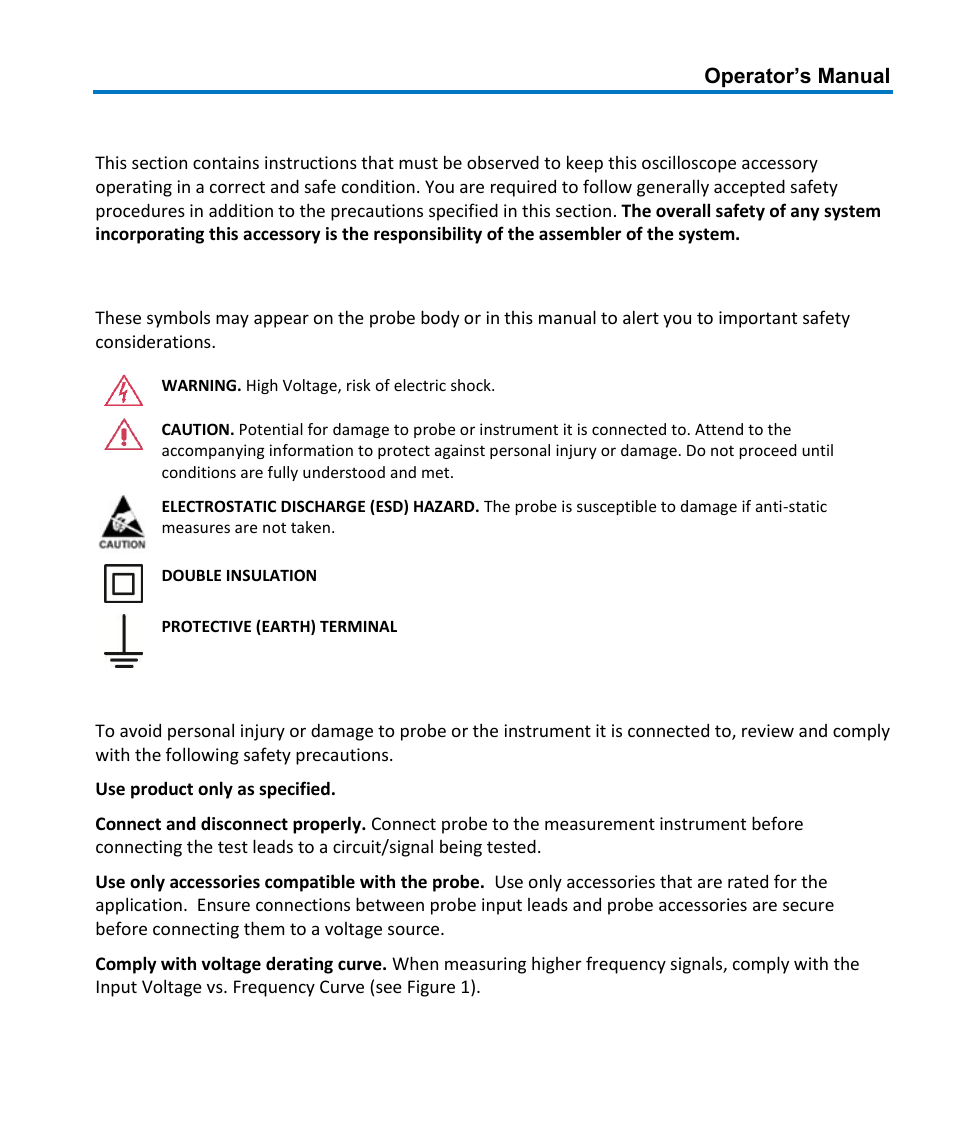 Safety instructions, Symbols, Precautions | Teledyne LeCroy HFP1000 User Manual | Page 7 / 46