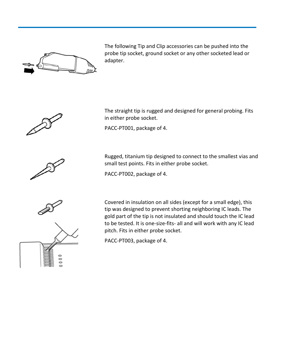 Accessory descriptions, Tips | Teledyne LeCroy HFP1500 User Manual | Page 14 / 48