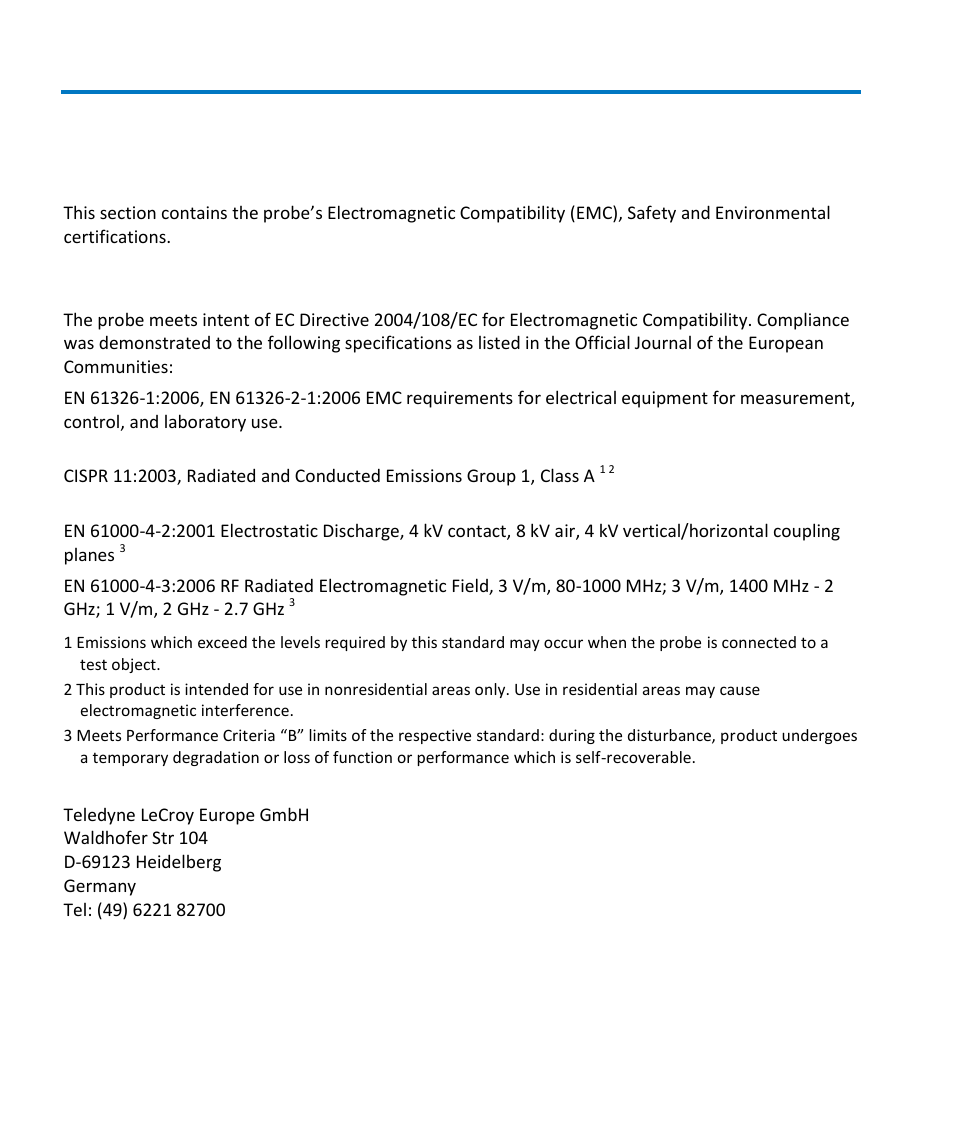 Reference, Certifications, Emc compliance | Teledyne LeCroy HFP1500 User Manual | Page 42 / 48