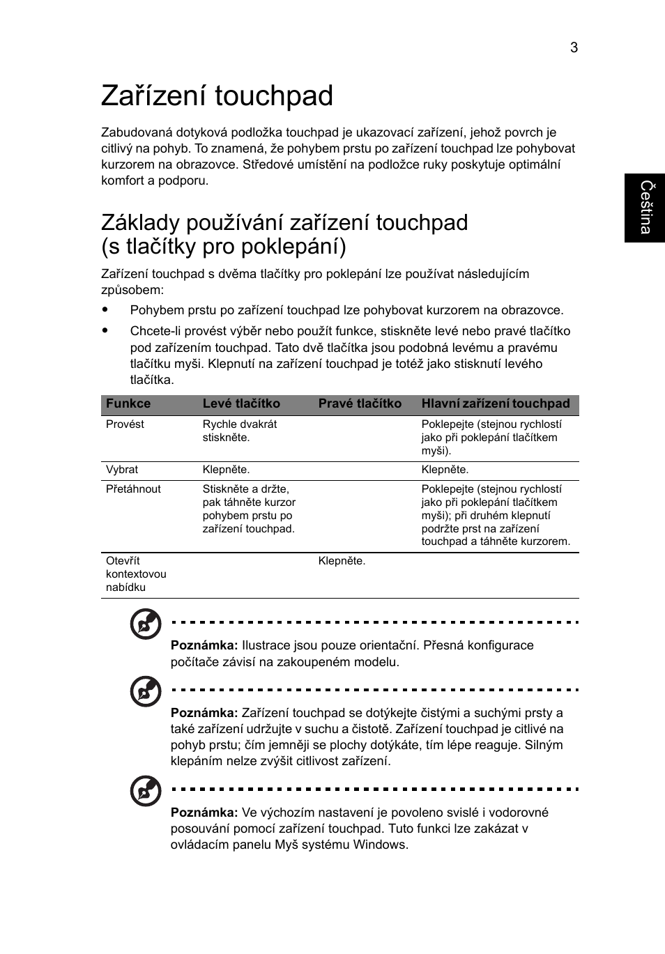 Zařízení touchpad | Acer Aspire Series User Manual | Page 1029 / 2206