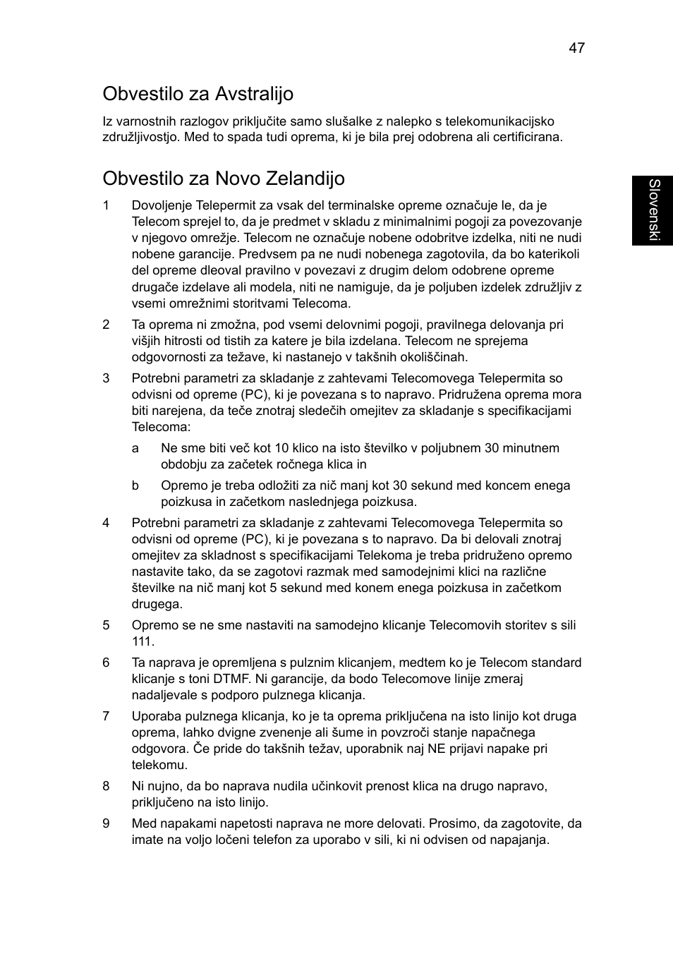 Obvestilo za avstralijo, Obvestilo za novo zelandijo | Acer Aspire Series User Manual | Page 1213 / 2206