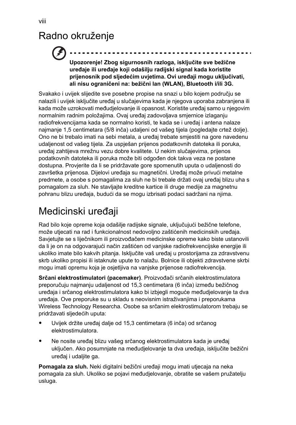 Radno okruženje, Medicinski uređaji | Acer Aspire Series User Manual | Page 1224 / 2206