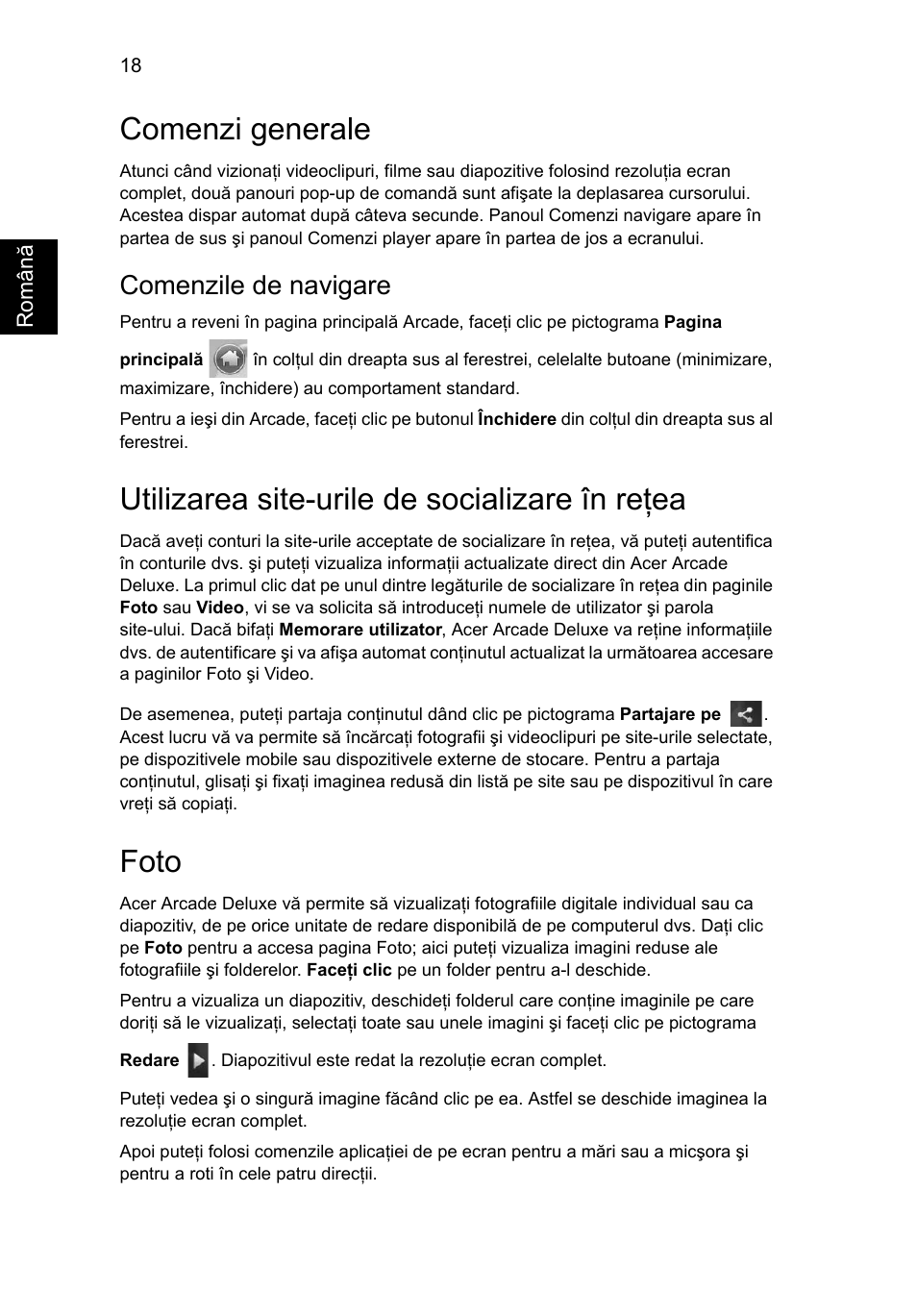 Comenzi generale, Utilizarea site-urile de socializare în reţea, Foto | Comenzile de navigare | Acer Aspire Series User Manual | Page 1326 / 2206