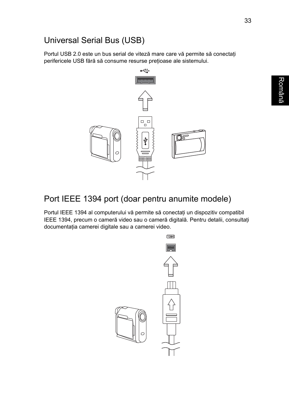 Universal serial bus (usb), Port ieee 1394 port (doar pentru anumite modele) | Acer Aspire Series User Manual | Page 1341 / 2206