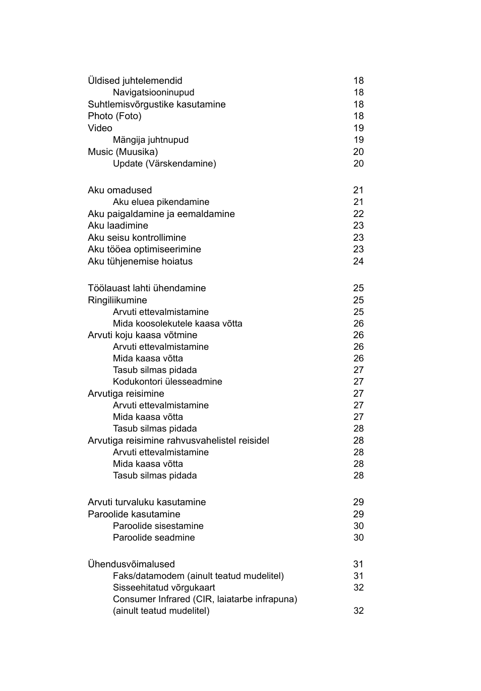 Acer arcade deluxe 17, Aku 21, Sülearvuti endaga kaasaskandmine 25 | Arvuti turvalisus 29, Laiendusvõimalused 31 | Acer Aspire Series User Manual | Page 1450 / 2206