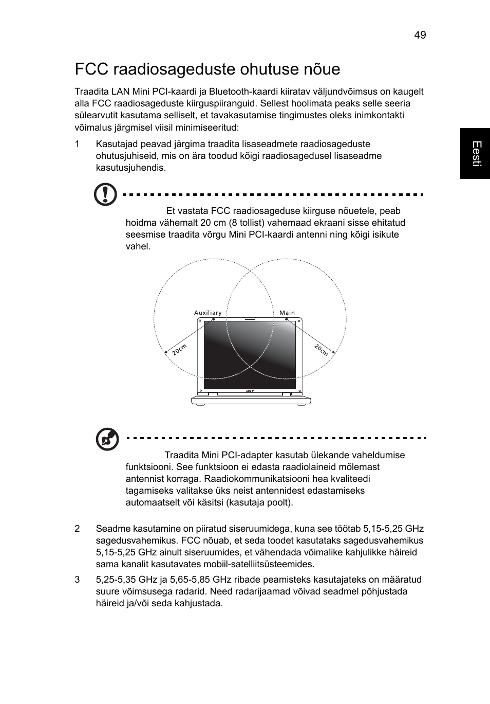 Fcc raadiosageduste ohutuse nõue | Acer Aspire Series User Manual | Page 1501 / 2206
