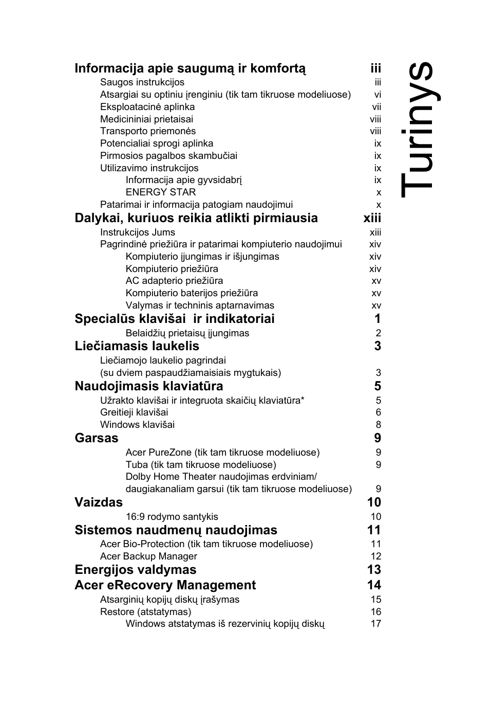 Turinys, Tu rin ys | Acer Aspire Series User Manual | Page 1589 / 2206