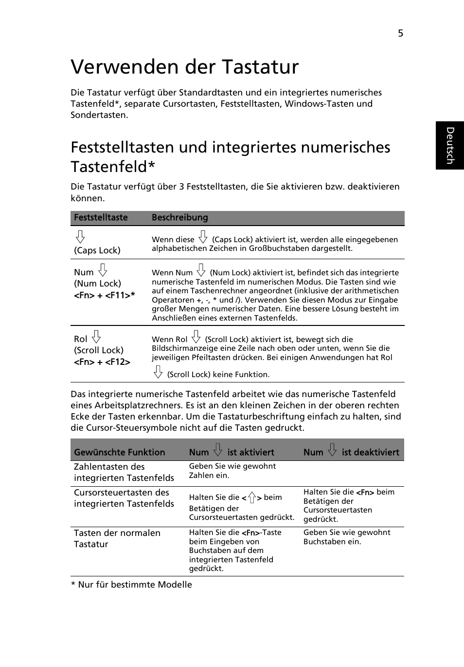 Verwenden der tastatur | Acer Aspire Series User Manual | Page 173 / 2206