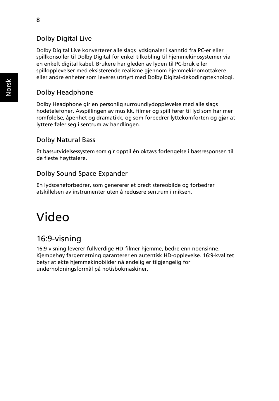 Video, 9-visning | Acer Aspire Series User Manual | Page 538 / 2206