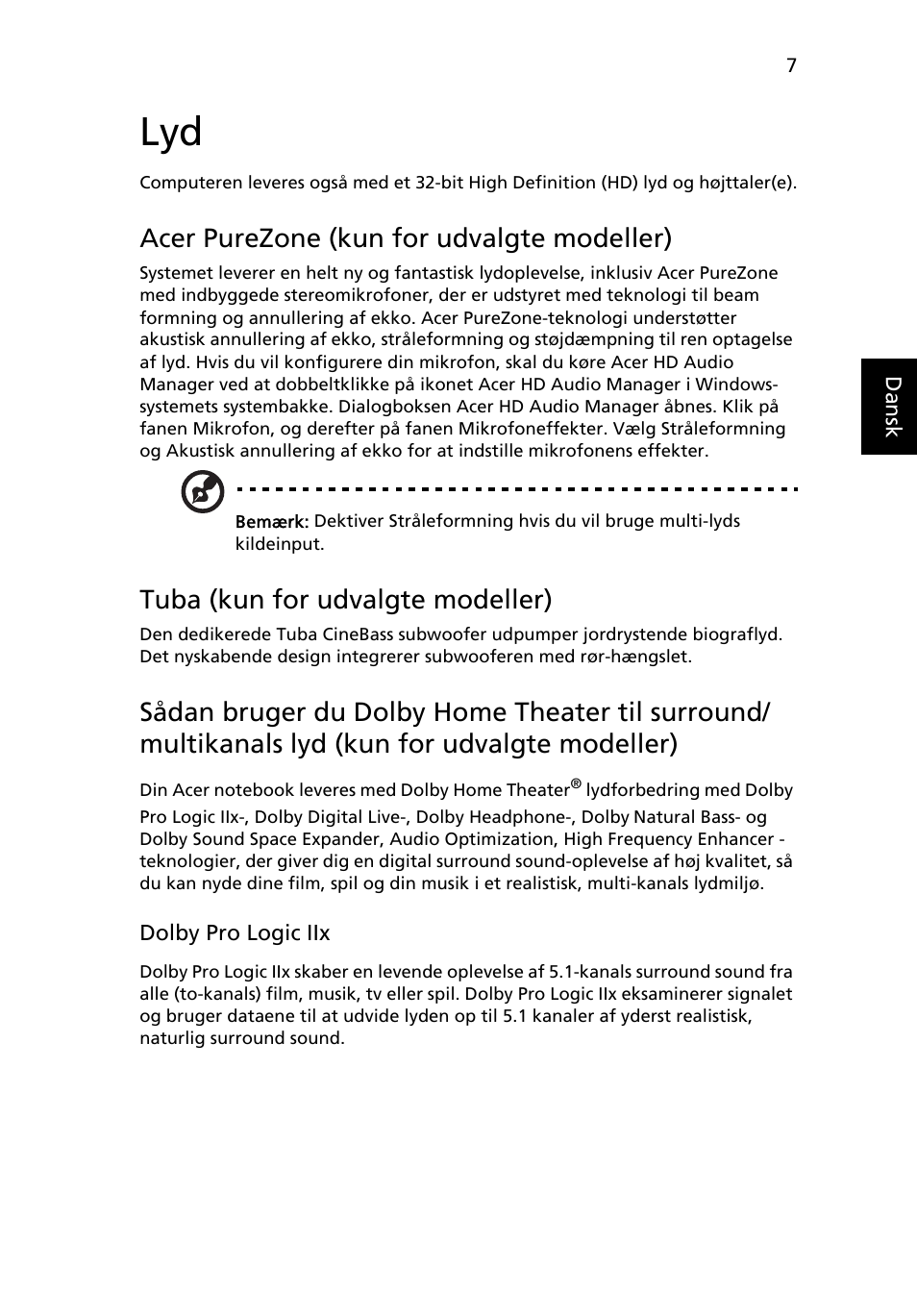 Acer purezone (kun for udvalgte modeller), Tuba (kun for udvalgte modeller) | Acer Aspire Series User Manual | Page 605 / 2206