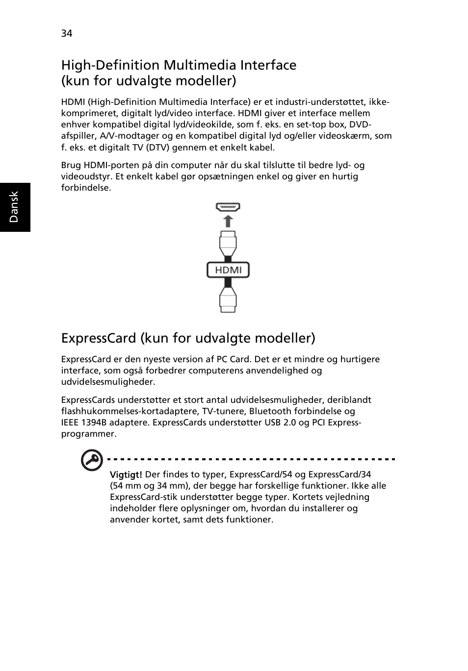 Expresscard (kun for udvalgte modeller) | Acer Aspire Series User Manual | Page 632 / 2206