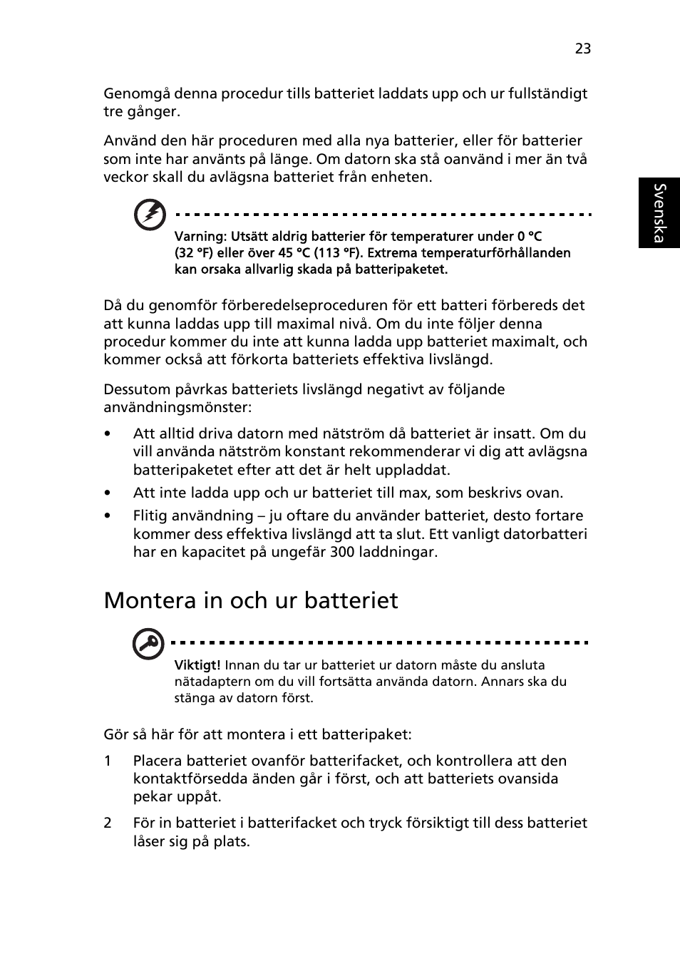 Montera in och ur batteriet | Acer Aspire Series User Manual | Page 691 / 2206