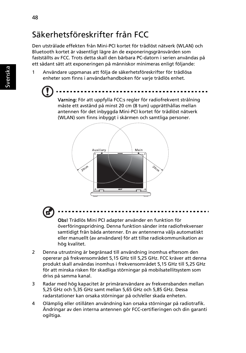 Säkerhetsföreskrifter från fcc | Acer Aspire Series User Manual | Page 716 / 2206