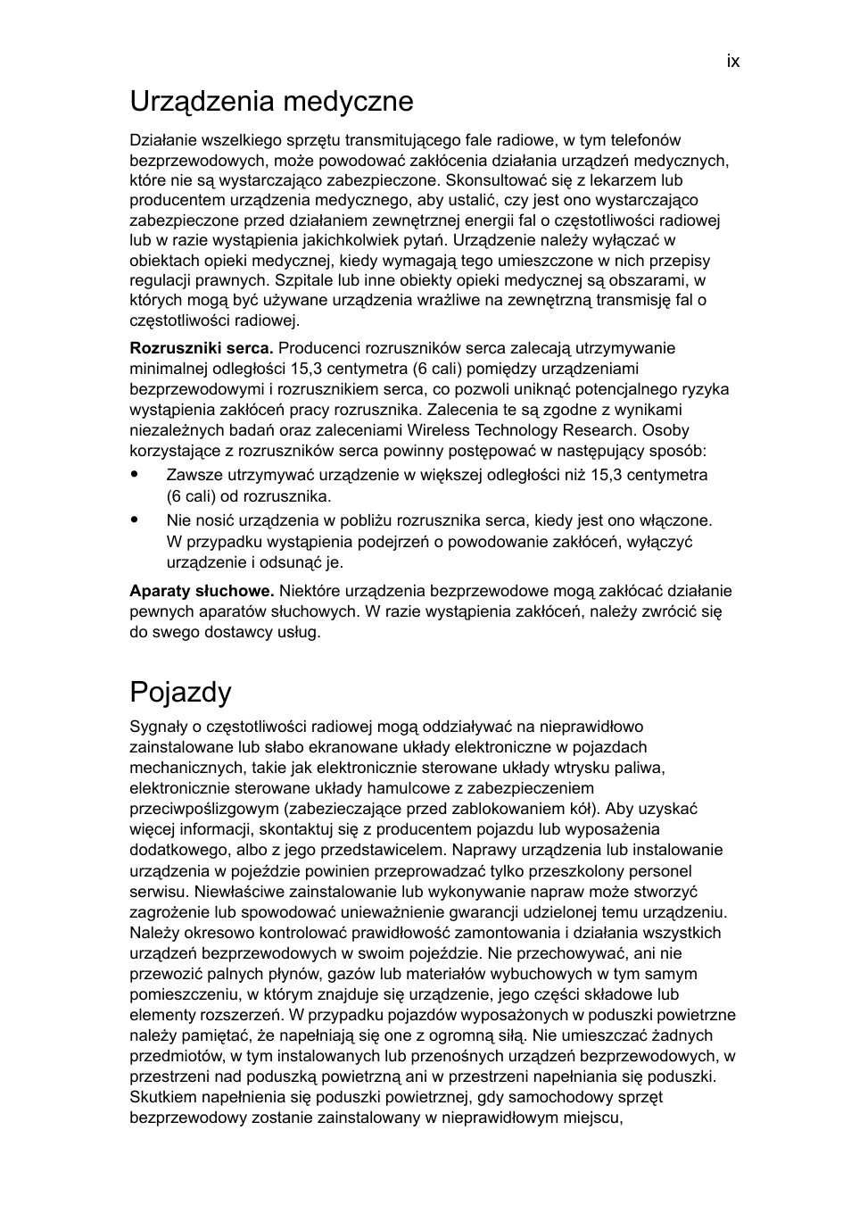 Urządzenia medyczne, Pojazdy | Acer Aspire Series User Manual | Page 871 / 2206