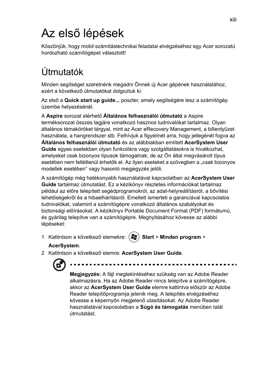 Az első lépések, Útmutatók | Acer Aspire Series User Manual | Page 947 / 2206