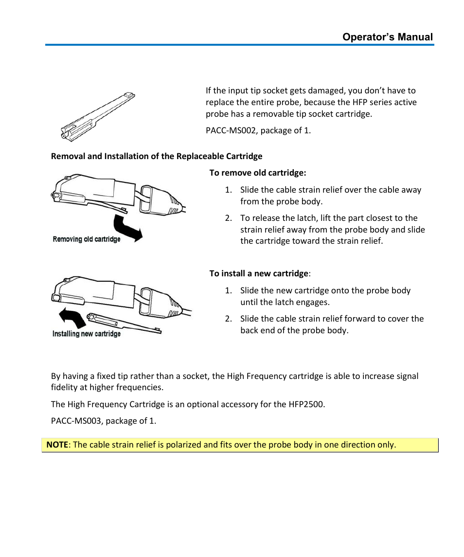 Cartridges | Teledyne LeCroy HFP2500 User Manual | Page 19 / 48