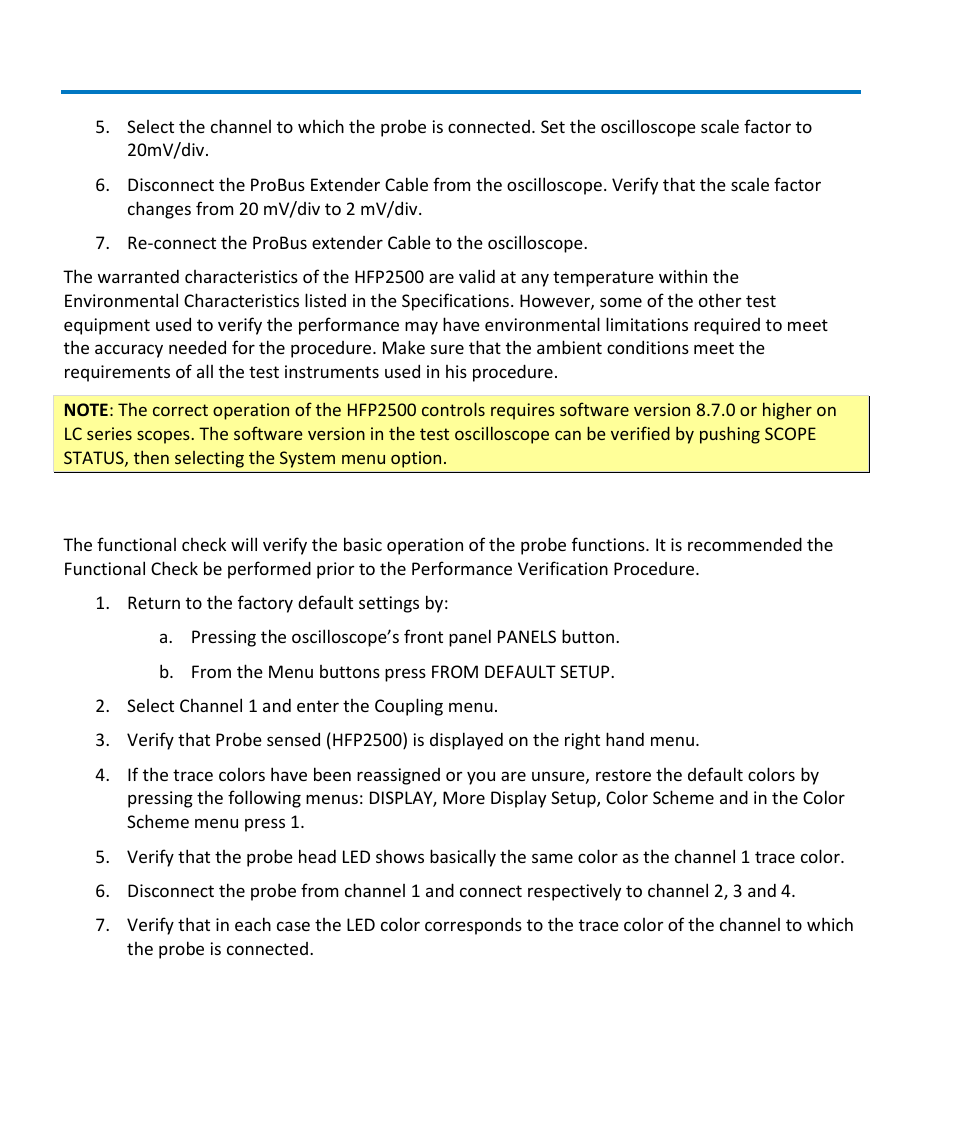 Functional check | Teledyne LeCroy HFP2500 User Manual | Page 30 / 48