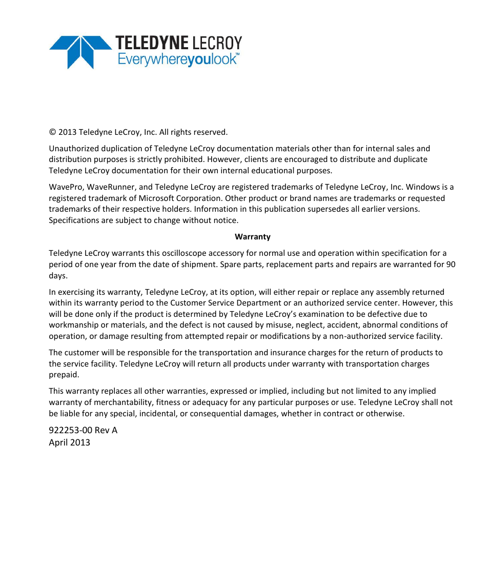 Teledyne LeCroy HFP2500 User Manual | Page 4 / 48