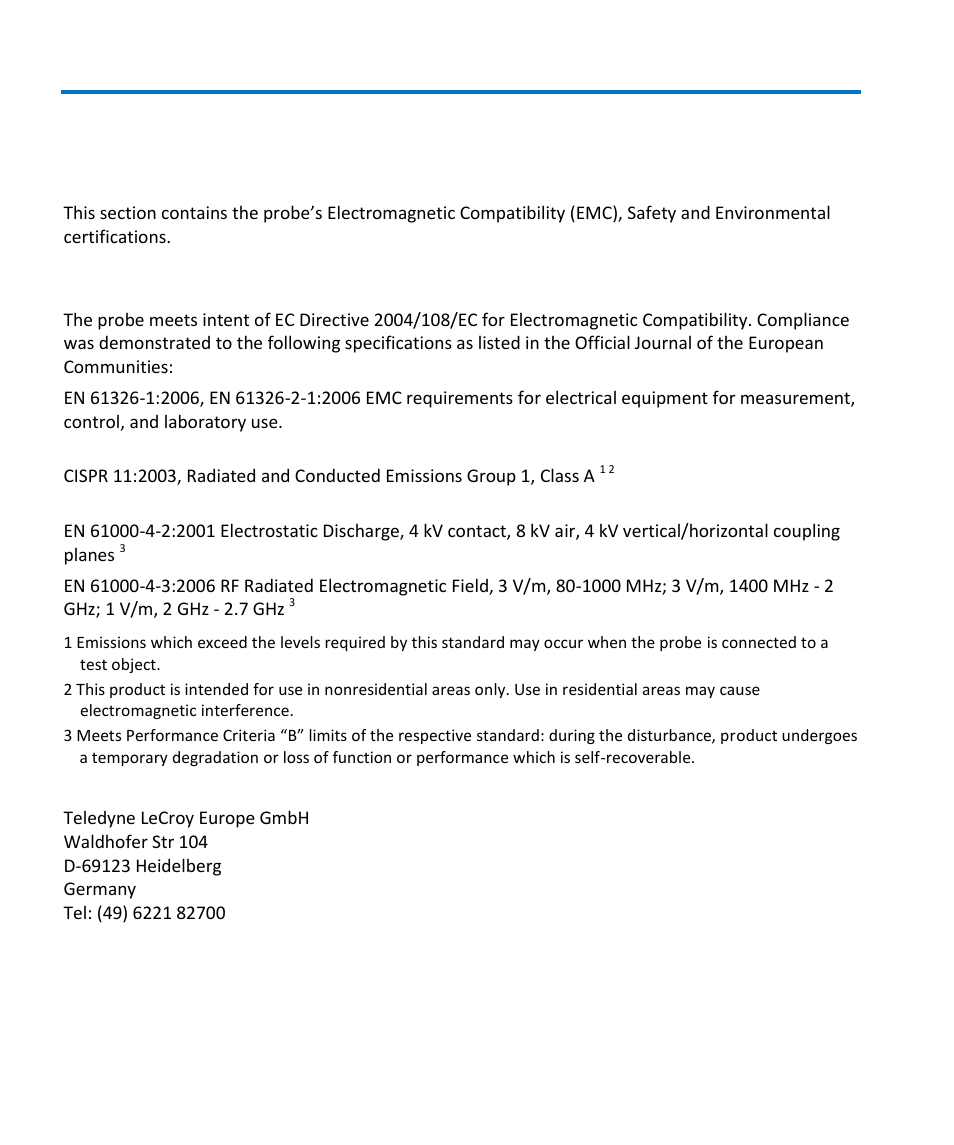 Reference, Certifications, Emc compliance | Teledyne LeCroy HFP2500 User Manual | Page 42 / 48