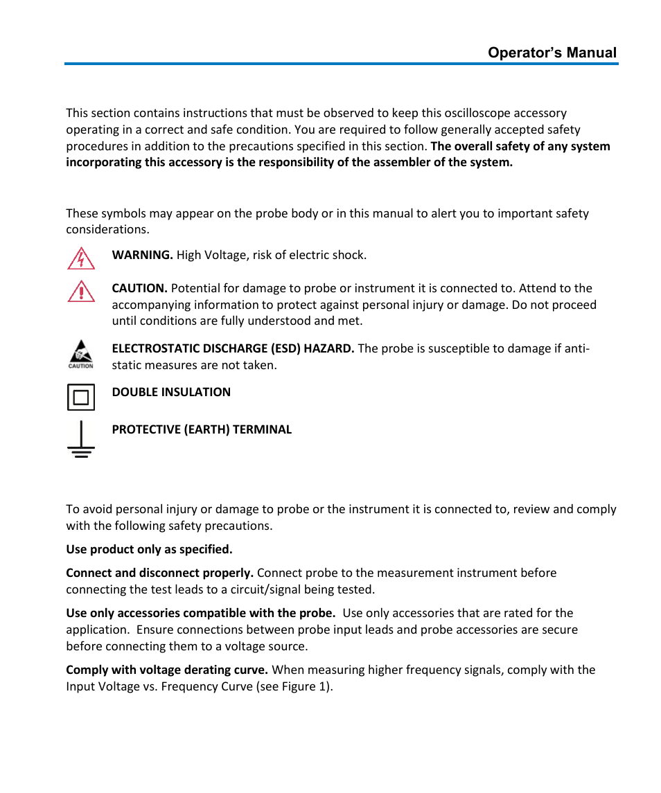 Safety instructions, Symbols, Precautions | Teledyne LeCroy HFP2500 User Manual | Page 7 / 48