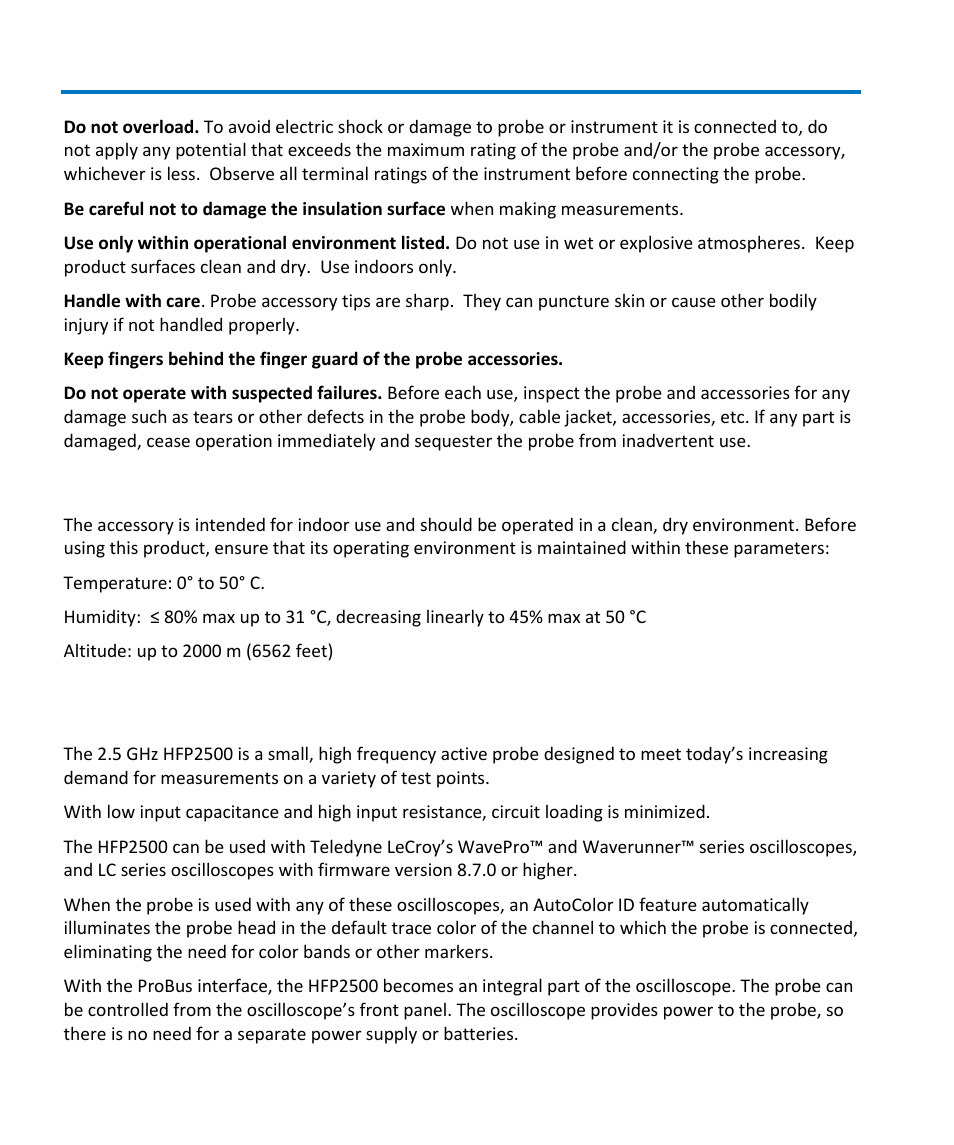 Introduction, Operating environment | Teledyne LeCroy HFP2500 User Manual | Page 8 / 48